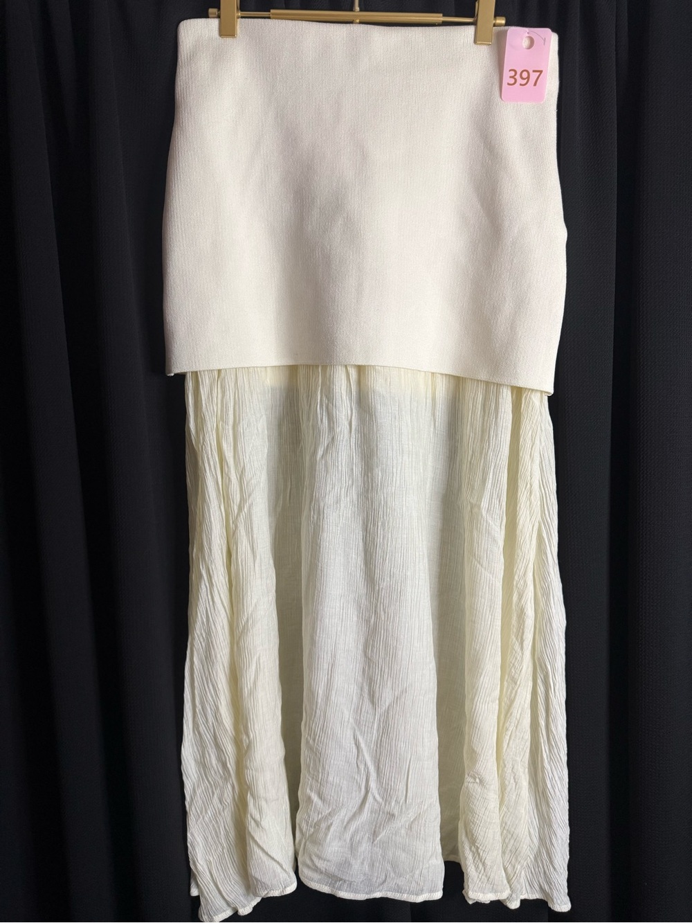 Zara Ivory Two-Layer Maxi Skirt